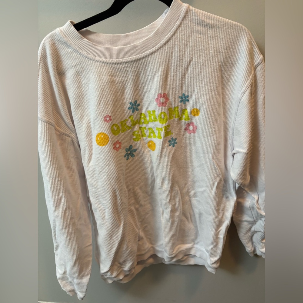 White Oklahoma State Sweatshirt with Floral Design